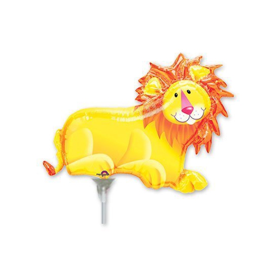 Lion avec coupelle et tige ballon mylar