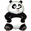 Panda avec coupelle et tige ballon mylar