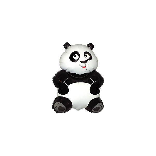 Panda avec coupelle et tige ballon mylar