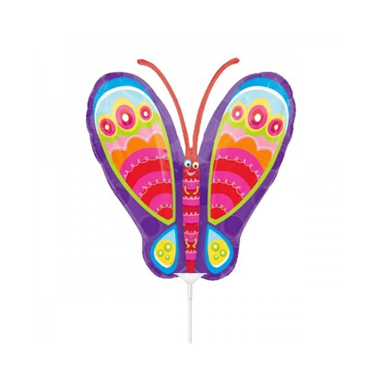 papillon coloré 34 cm non gonflé (air sur tige)