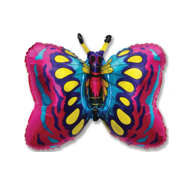 papillon rose 40 cm non gonflé air sur tige