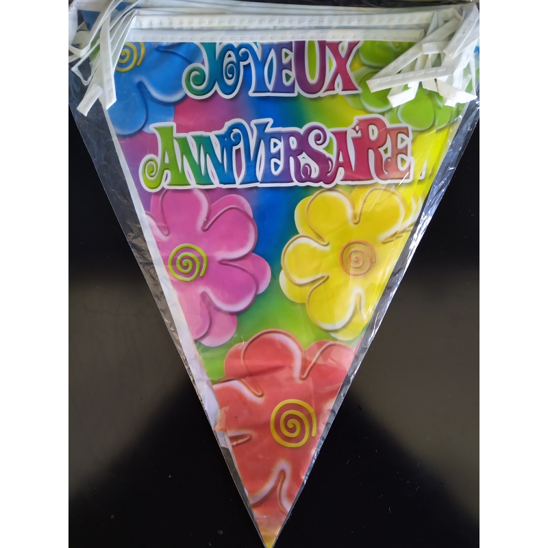 1 Guirlande Fanions Joyeux Anniversaire Fleurs 6m