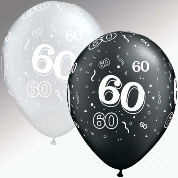 60 anniversaire points et lignes ballons 45cm à plat