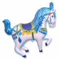 Cheval de manège bleu forme longueur 70 cm