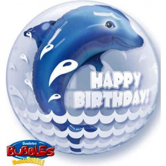 3d Dauphin Happy Birthday bubble double 61 cm