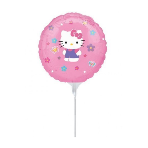 3 Hello Kitty 23 cm mylar air sur tige18783 AMSCAN mini ballons alu (gonflage exclusivement à l'air)