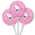 3 Hello Kitty 23 cm mylar air sur tige18783 AMSCAN mini ballons alu (gonflage exclusivement à l'air)