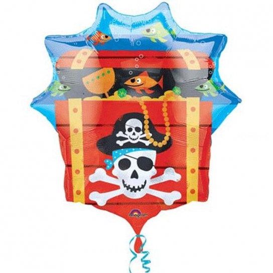 Coffre pirate ballon mylar 63 *71cm non gonflé Coffre pirate ballon mylar 63 *71cm non gonflé