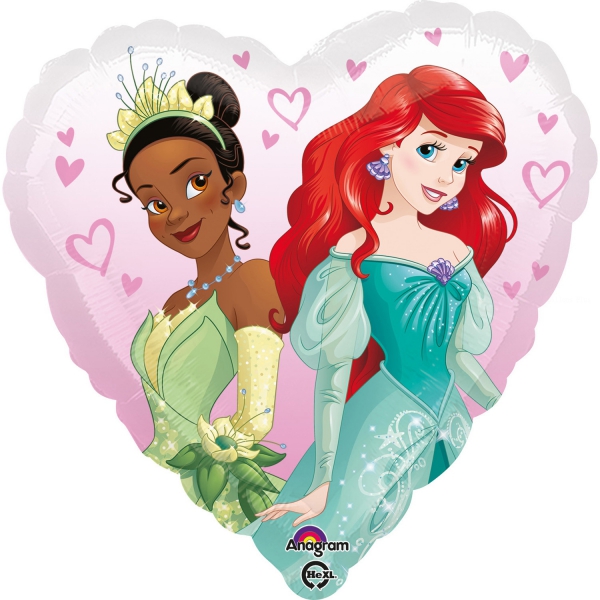 Les princesses Disney coeur 2 faces ballon 45cm