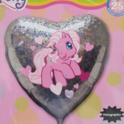 Petit poney ballon métal holographique coeur