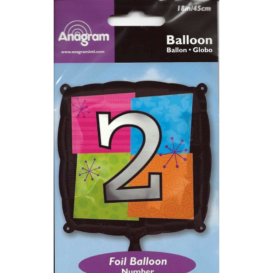 Chiffre 2 ballon mylar 45 cm