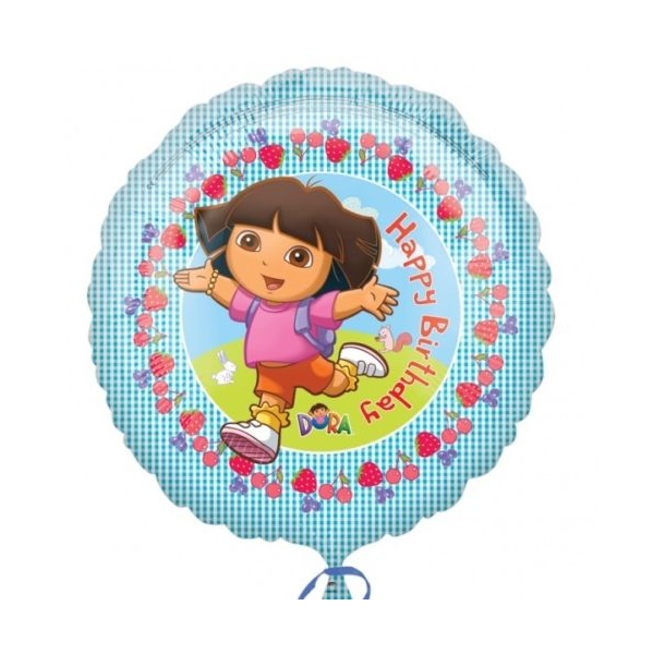 ° Dora et papillons ballon mylar rond 45 cm happy birthday