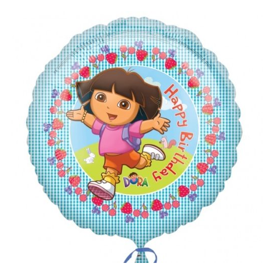 ° Dora et papillons ballon mylar rond 45 cm happy birthday