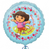 ° Dora et papillons ballon mylar rond 45 cm happy birthday