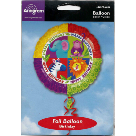 ° happy birthday de la jungle ballons métal 45 cm