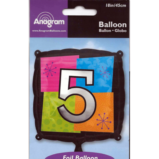 Chiffre 5 ballon mylar 45 cm