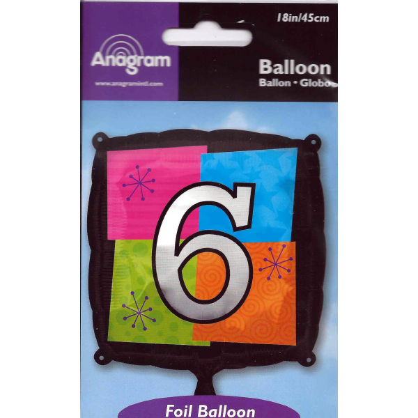 Chiffre 6 ballon mylar 45 cm