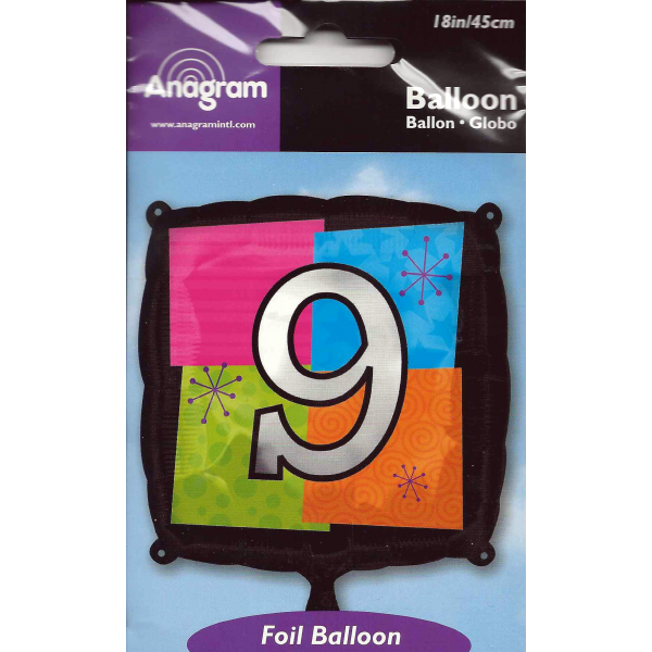 Chiffre 9 ballon mylar 45 cm