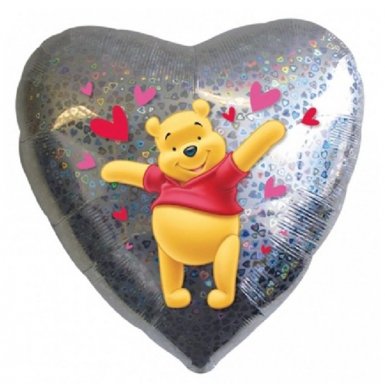 winnie et petits coeurs holographique ballon 45 cm