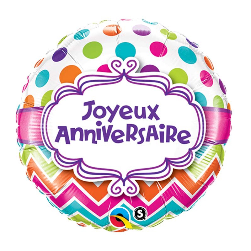 BALLON ROND ALU 45CM JOYEUX ANNIVERSAIRE