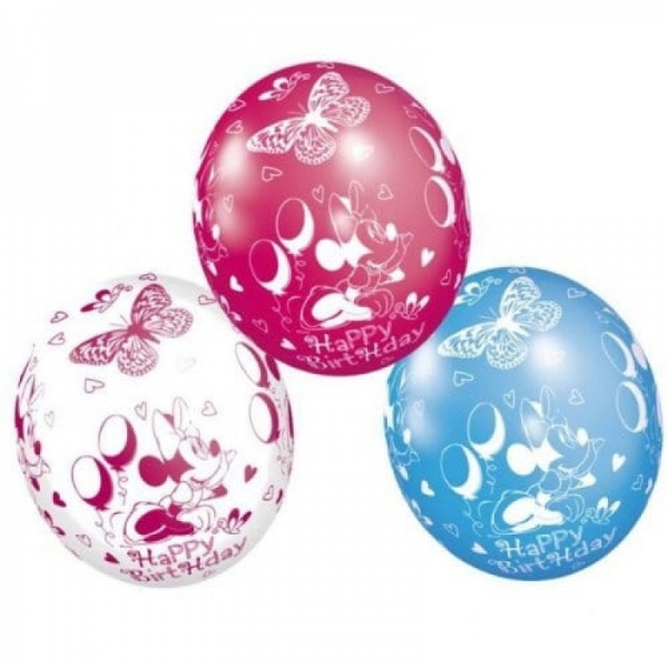 Minnie 5 ballons happy birthday 23 cm