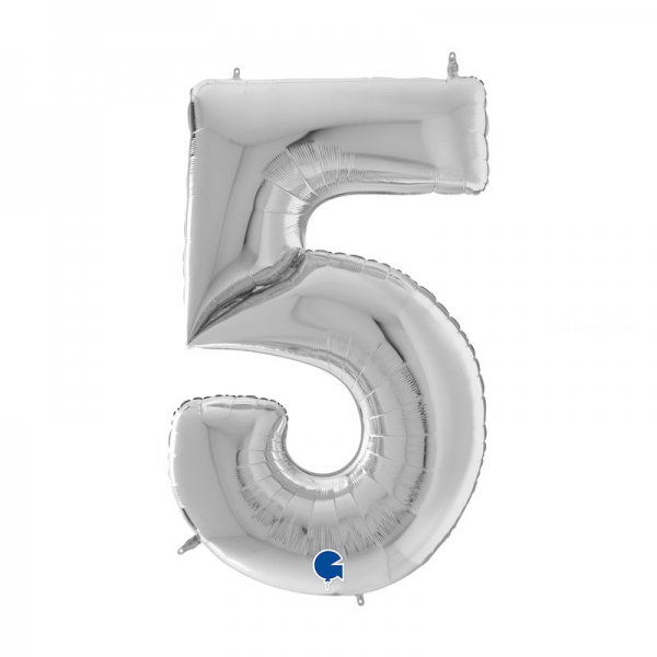 5 ARGENT Chiffre métal mylar 162 cm