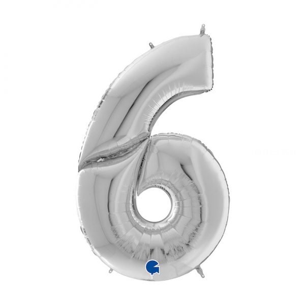6 ARGENT Chiffre métal mylar 162 cm