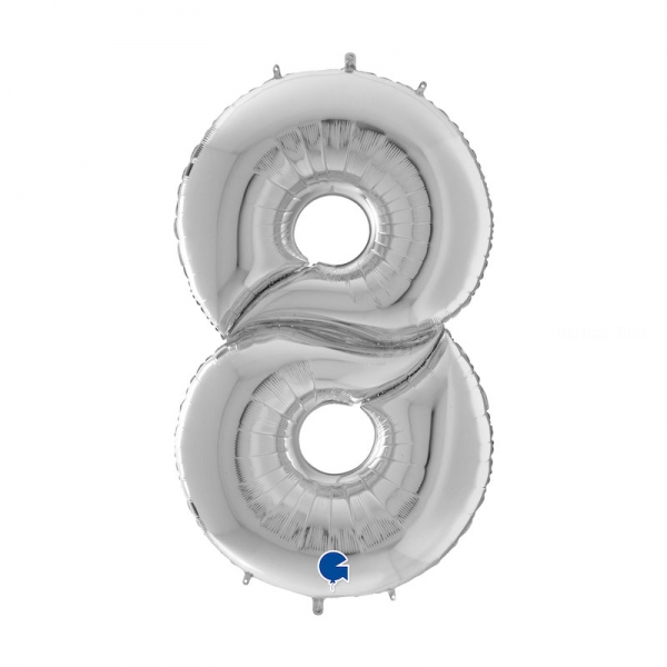 8 ARGENT Chiffre métal mylar 162 cm
