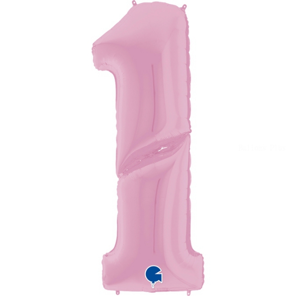 1 rose pastel Chiffre métal mylar 162 cm