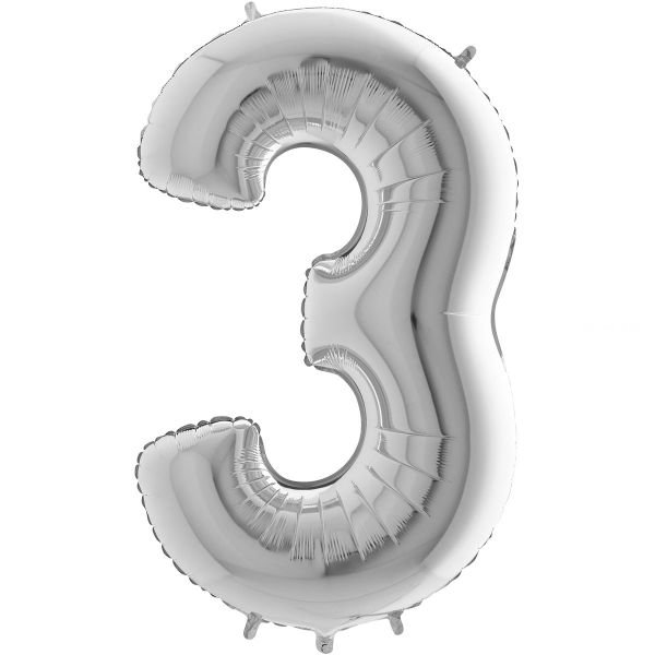 3 chiffre 35 cm mylar argent