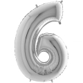 6 chiffre 35 cm mylar argent