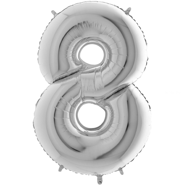 8 chiffre 35 cm mylar argent