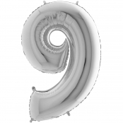 9 chiffre 35 cm mylar argent