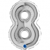 8 chiffre 14 cm mylar argent