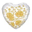 ballon coeur mylar cristal transparent avec rose or imprimé 60 cm diamètre