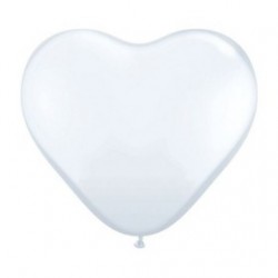 Coeur qualatex 38 cm blanc par 5 non gonflé