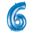 6 BLEU Chiffre métal mylar 6