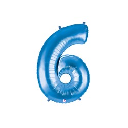 6 BLEU Chiffre métal mylar 6