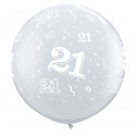 ballon qualatex transparent avec 21tout autour, 90 cm diamètre