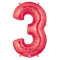 3 ROUGE Chiffre métal mylar 3