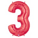 3 ROUGE Chiffre métal mylar 3