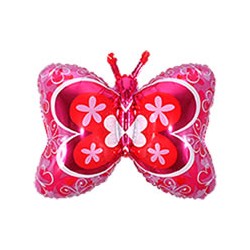 papillon rose mylar 70 cm à plat vendu non gonflé