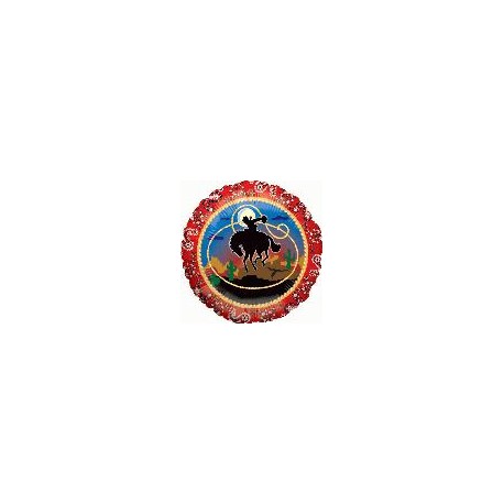 cow boy ballon rond 45 cm à plat non gonflé