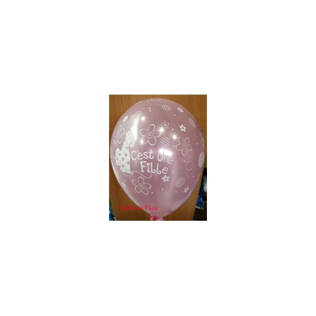 C'est une fille ballons perlé rose 28 cm 