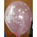 C'est une fille ballons perlé rose 28 cm 