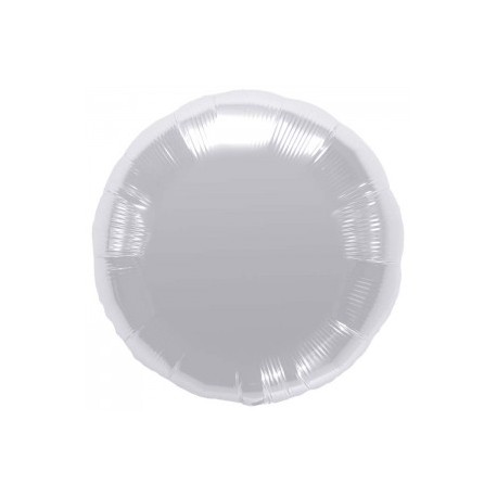 ballon mylar métal rond argent 45 cm à plat