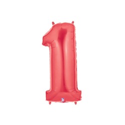 1 ROUGE Chiffre métal mylar 1 haut 86 cm 