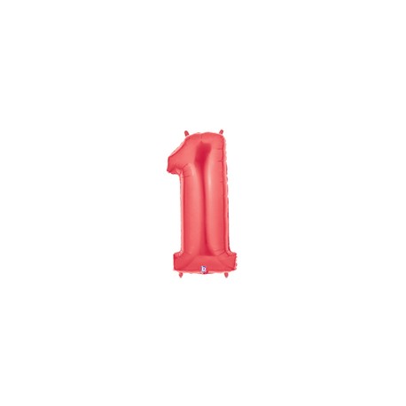 1 ROUGE Chiffre métal mylar 1 haut 86 cm 