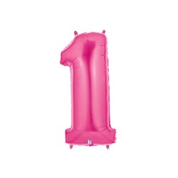 1 ROSE FUSCHIA Chiffre métal mylar 1 haut 86 cm 