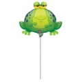 Grenouille avec coupelle et tige ballon mylar